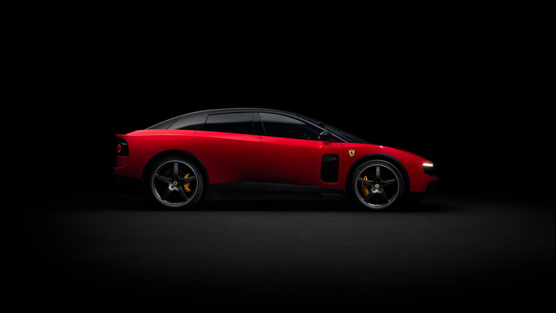 Ferrari Luce side view in launch red, official Ferrari media